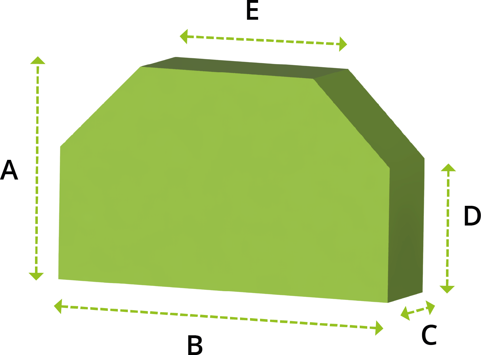Schaumstoff-Zuschnitt: Rechteck mit zwei Eckabschnitten